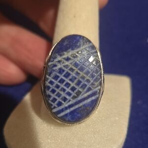 Artisan Silver Ring with Deep Blue Lapis Lazuli Stone